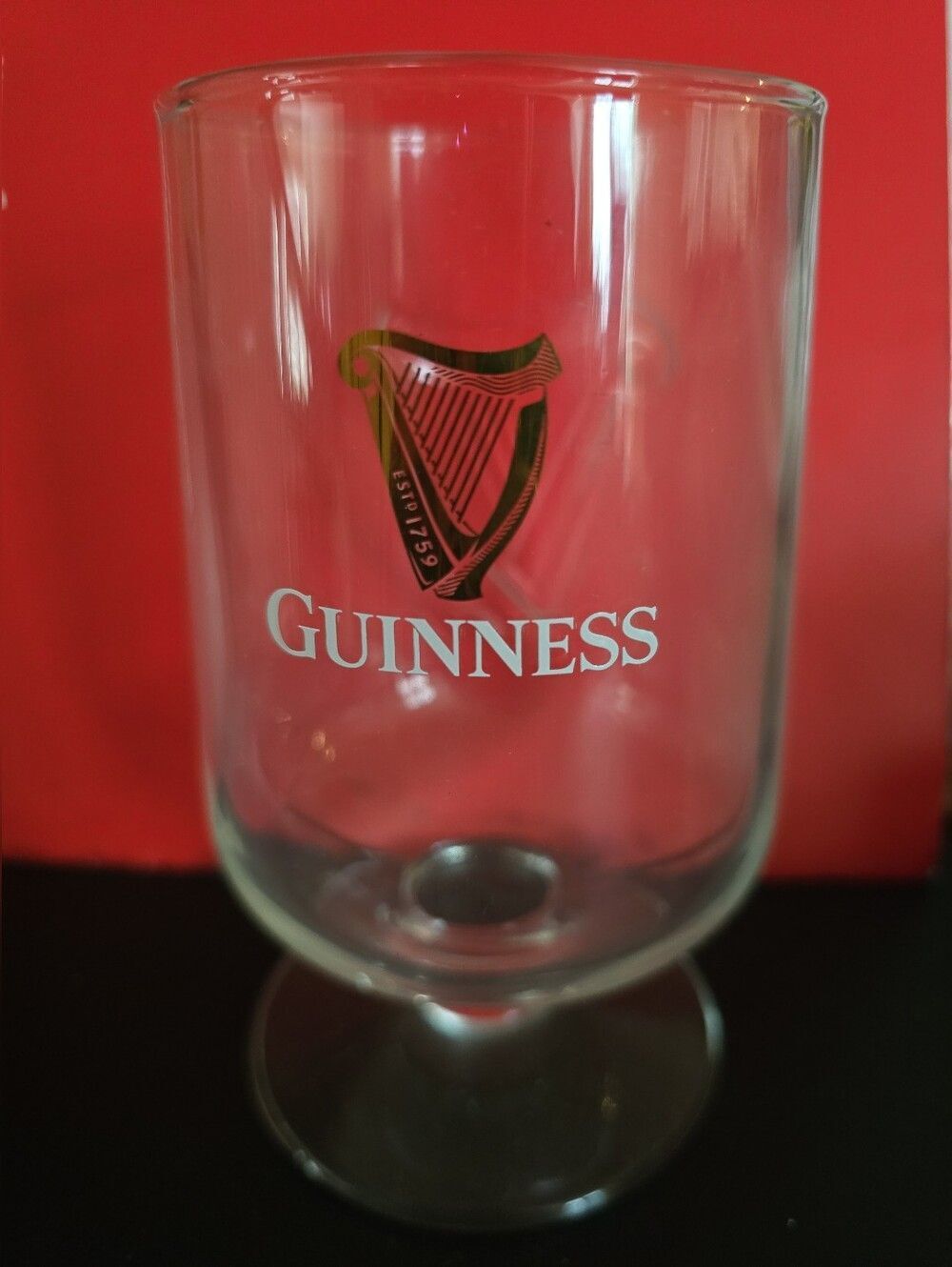 Guinness Clear Glass with Gold Harp and White Lettering SET OF 2.